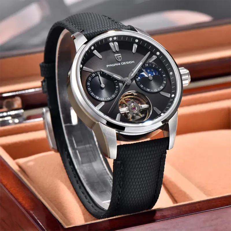 Pagani Design Tourbillon Moonphase Dark Gray Dial Men's Watch- PD-YS021